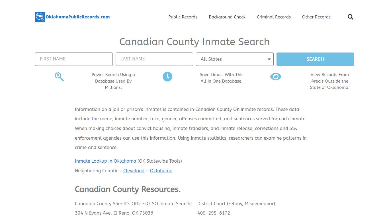 Canadian County Inmate Search - CCSO Current & Past Jail Records